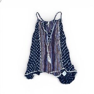 Navy Bohemian Print Women's Top